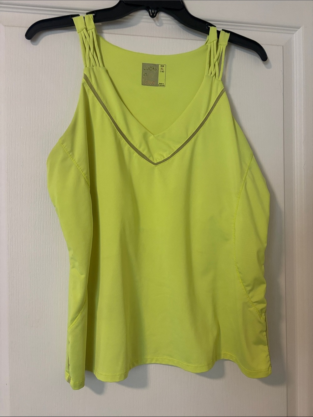 Lucky Brand Neon Lime V-Neck Tank with Braided Straps